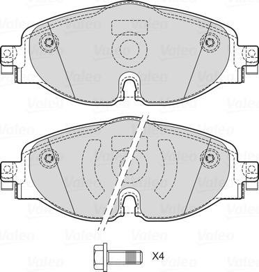 Valeo 601702 - Комплект спирачно феродо, дискови спирачки vvparts.bg