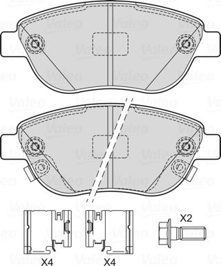 Valeo 601727 - Комплект спирачно феродо, дискови спирачки vvparts.bg