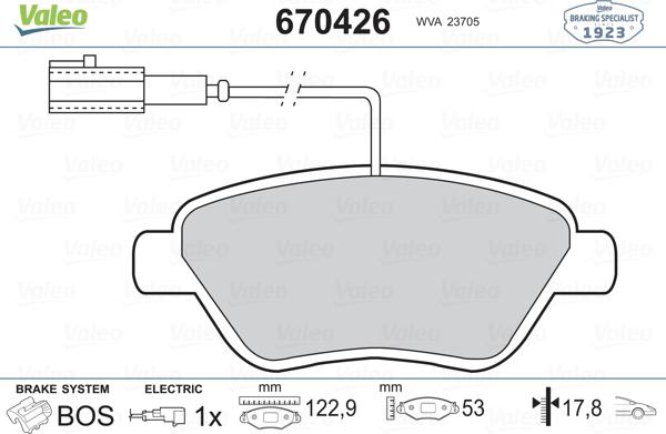 Valeo 670426 - Комплект спирачно феродо, дискови спирачки vvparts.bg