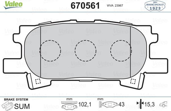 Valeo 670561 - Комплект спирачно феродо, дискови спирачки vvparts.bg