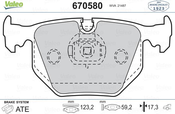 Valeo 670580 - Комплект спирачно феродо, дискови спирачки vvparts.bg