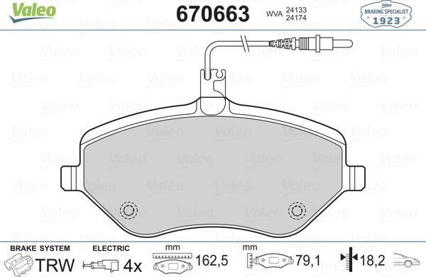 Valeo 670663 - Комплект спирачно феродо, дискови спирачки vvparts.bg