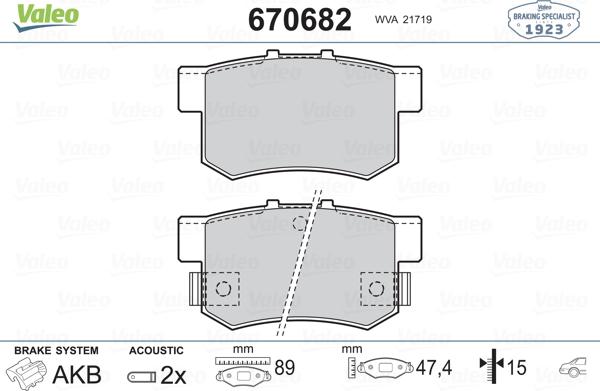 Valeo 670682 - Комплект спирачно феродо, дискови спирачки vvparts.bg