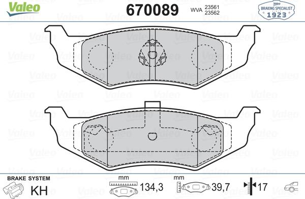 Valeo 670089 - Комплект спирачно феродо, дискови спирачки vvparts.bg