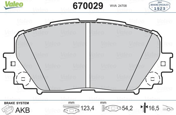 Valeo 670029 - Комплект спирачно феродо, дискови спирачки vvparts.bg