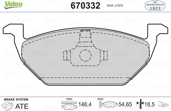 Valeo 670332 - Комплект спирачно феродо, дискови спирачки vvparts.bg