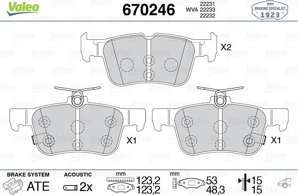 Valeo 670246 - Комплект спирачно феродо, дискови спирачки vvparts.bg