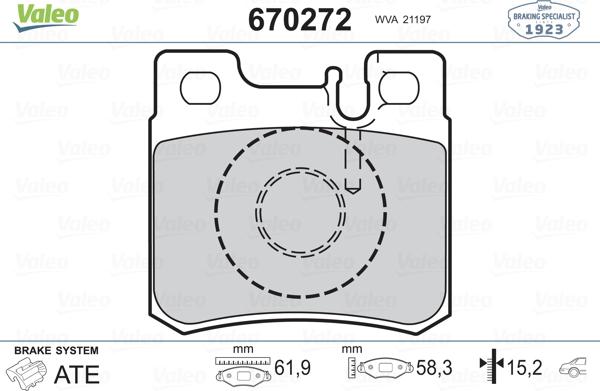 Valeo 670272 - Комплект спирачно феродо, дискови спирачки vvparts.bg