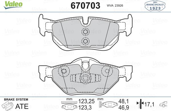 Valeo 670703 - Комплект спирачно феродо, дискови спирачки vvparts.bg