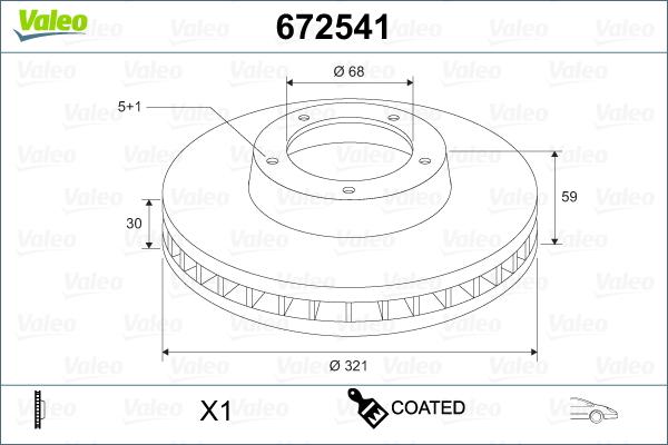 Valeo 672541 - Спирачен диск vvparts.bg