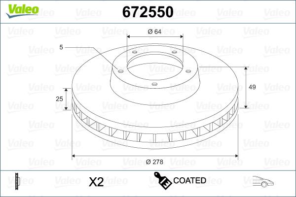 Valeo 672550 - Спирачен диск vvparts.bg