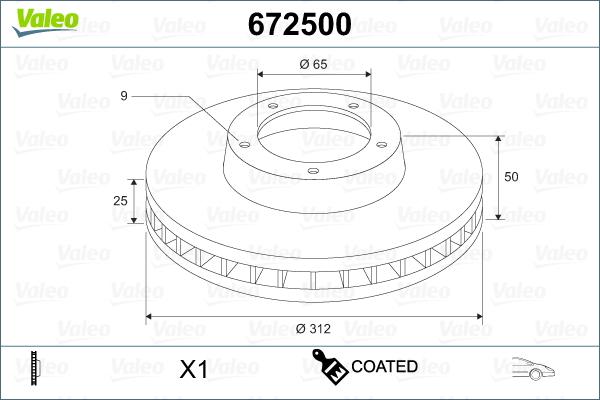 Valeo 672500 - Спирачен диск vvparts.bg