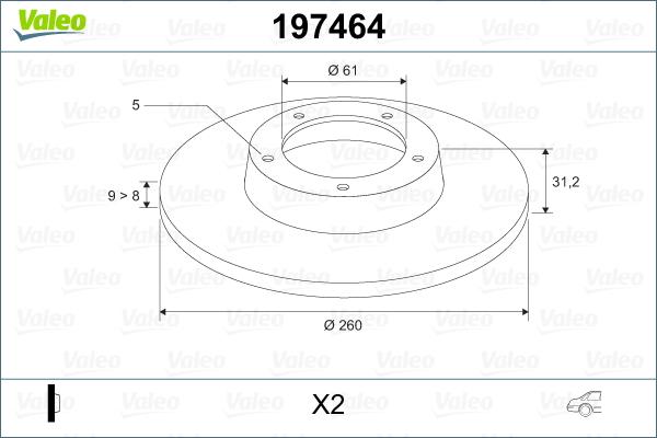 Valeo 197464 - Спирачен диск vvparts.bg