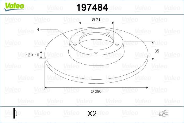 Valeo 197484 - Спирачен диск vvparts.bg