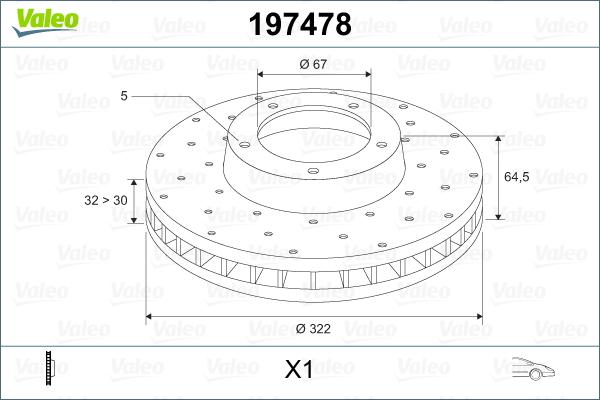 Valeo 197478 - Спирачен диск vvparts.bg