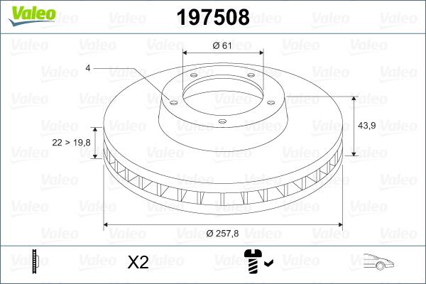 Valeo 197508 - Спирачен диск vvparts.bg