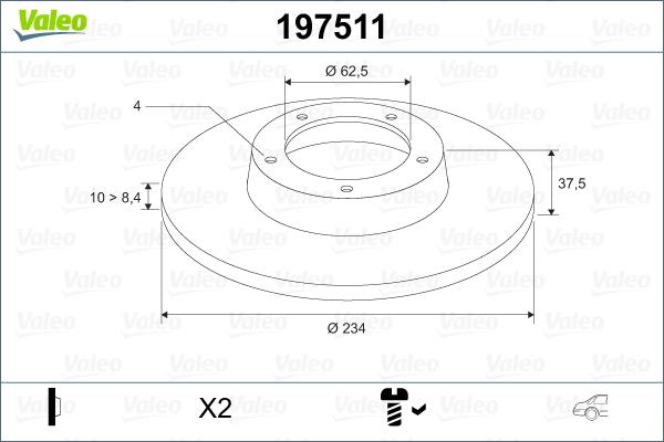 Valeo 197511 - Спирачен диск vvparts.bg