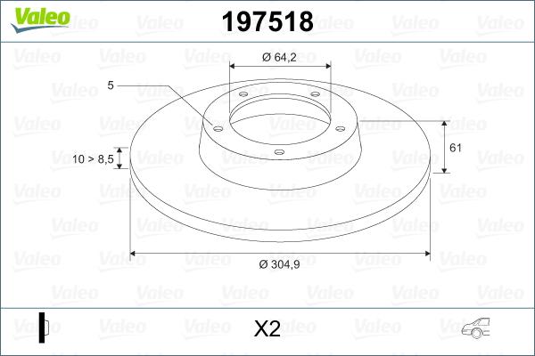 Valeo 197518 - Спирачен диск vvparts.bg