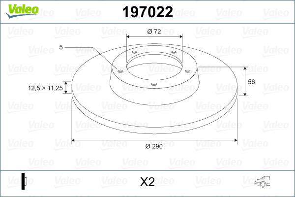 Valeo 197022 - Спирачен диск vvparts.bg