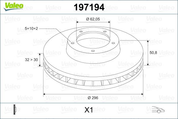 Valeo 197194 - Спирачен диск vvparts.bg