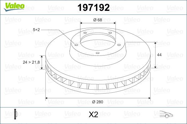 Valeo 197192 - Спирачен диск vvparts.bg