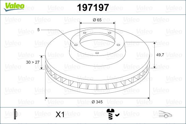 Valeo 197197 - Спирачен диск vvparts.bg
