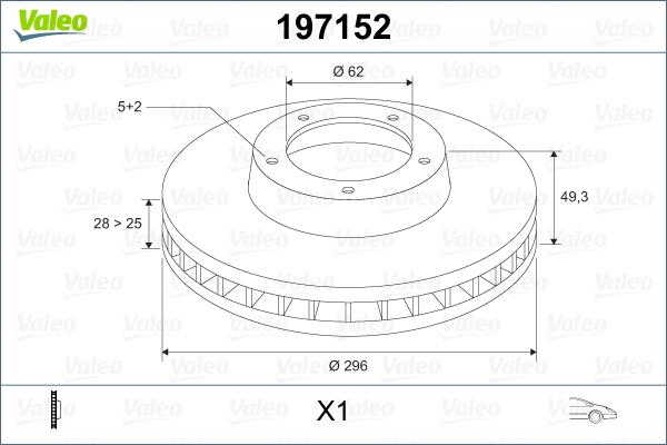 Valeo 197152 - Спирачен диск vvparts.bg