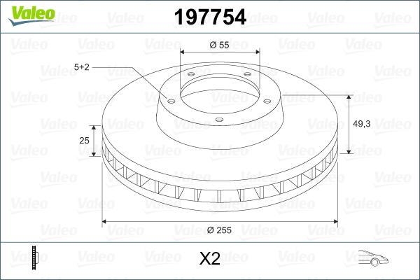 Valeo 197754 - Спирачен диск vvparts.bg