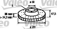 Valeo 186443 - Спирачен диск vvparts.bg