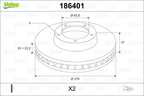 Valeo 186401 - Спирачен диск vvparts.bg