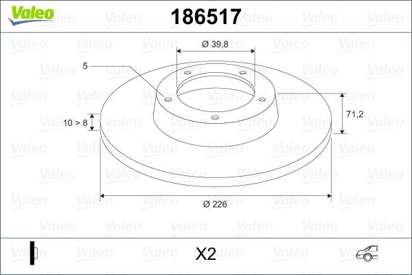 Valeo 186517 - Спирачен диск vvparts.bg