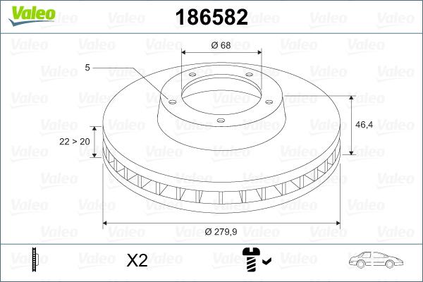 Valeo 186582 - Спирачен диск vvparts.bg