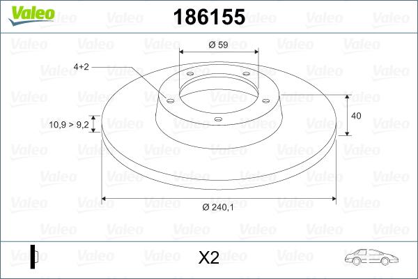 Valeo 186155 - Спирачен диск vvparts.bg