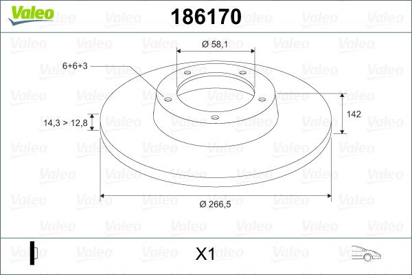 Valeo 186170 - Спирачен диск vvparts.bg