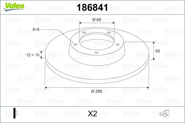 Valeo 186841 - Спирачен диск vvparts.bg