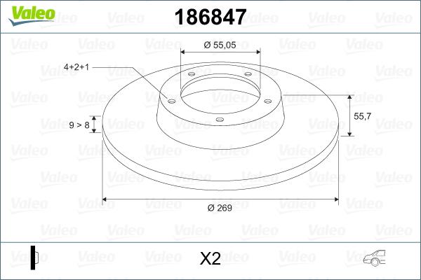 Valeo 186847 - Спирачен диск vvparts.bg