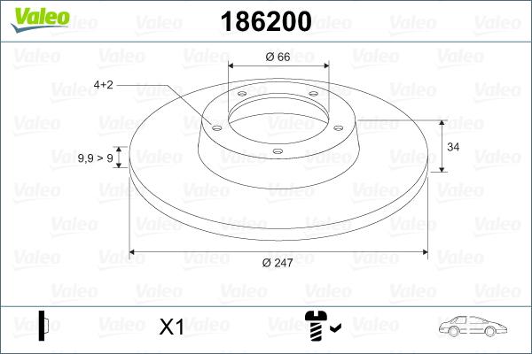 Valeo 186200 - Спирачен диск vvparts.bg