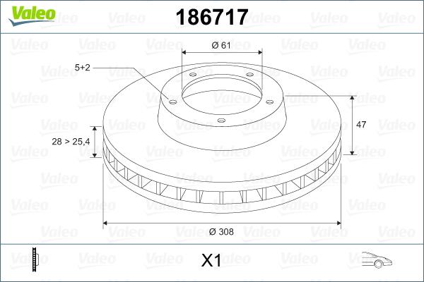 Valeo 186717 - Спирачен диск vvparts.bg