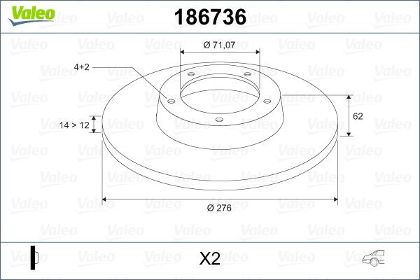 Valeo 186736 - Спирачен диск vvparts.bg