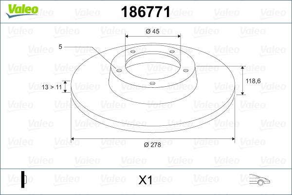 Valeo 186771 - Спирачен диск vvparts.bg