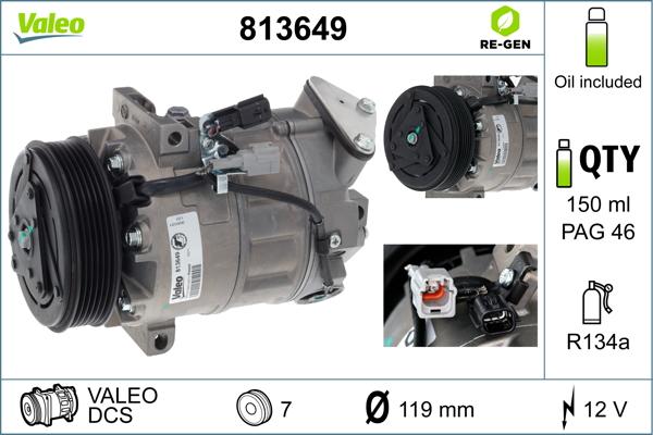 Valeo 813649 - Компресор, климатизация vvparts.bg