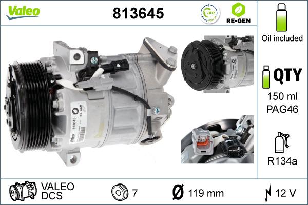 Valeo 813645 - Компресор, климатизация vvparts.bg