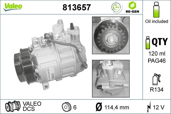 Valeo 813657 - Компресор, климатизация vvparts.bg