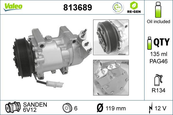 Valeo 813689 - Компресор, климатизация vvparts.bg