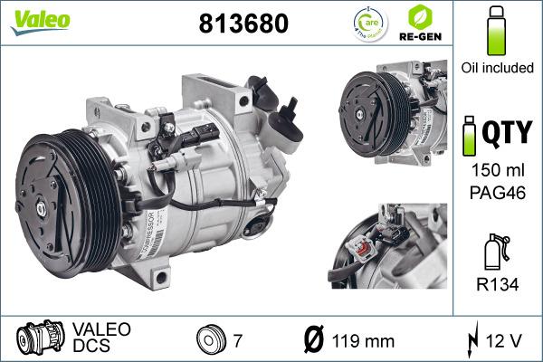 Valeo 813680 - Компресор, климатизация vvparts.bg