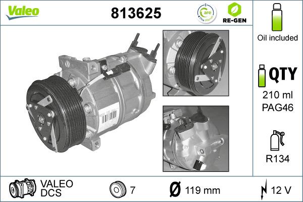 Valeo 813625 - Компресор, климатизация vvparts.bg