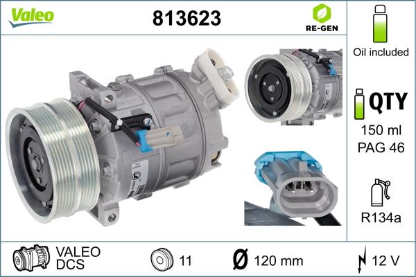 Valeo 813623 - Компресор, климатизация vvparts.bg