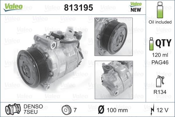 Valeo 813195 - Компресор, климатизация vvparts.bg