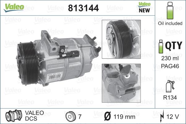 Valeo 813144 - Компресор, климатизация vvparts.bg