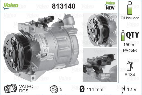 Valeo 813140 - Компресор, климатизация vvparts.bg